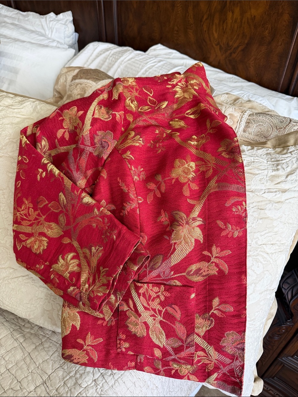 VINTAGE Chicos gold red plum Asian jacket size Medium 8-10 - Picture 6 of 16
